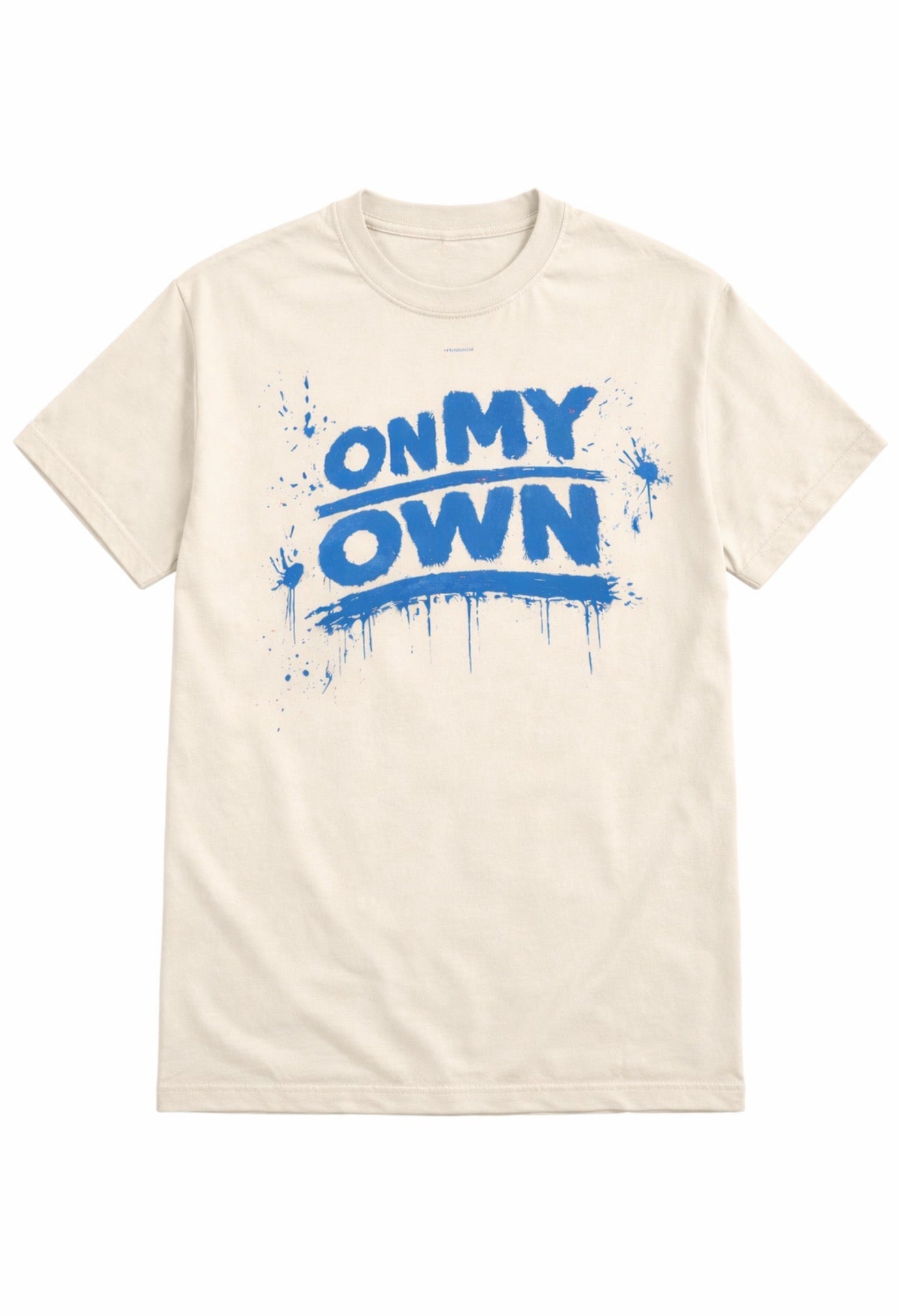 Cream Blue Paint splatter T-Shirt